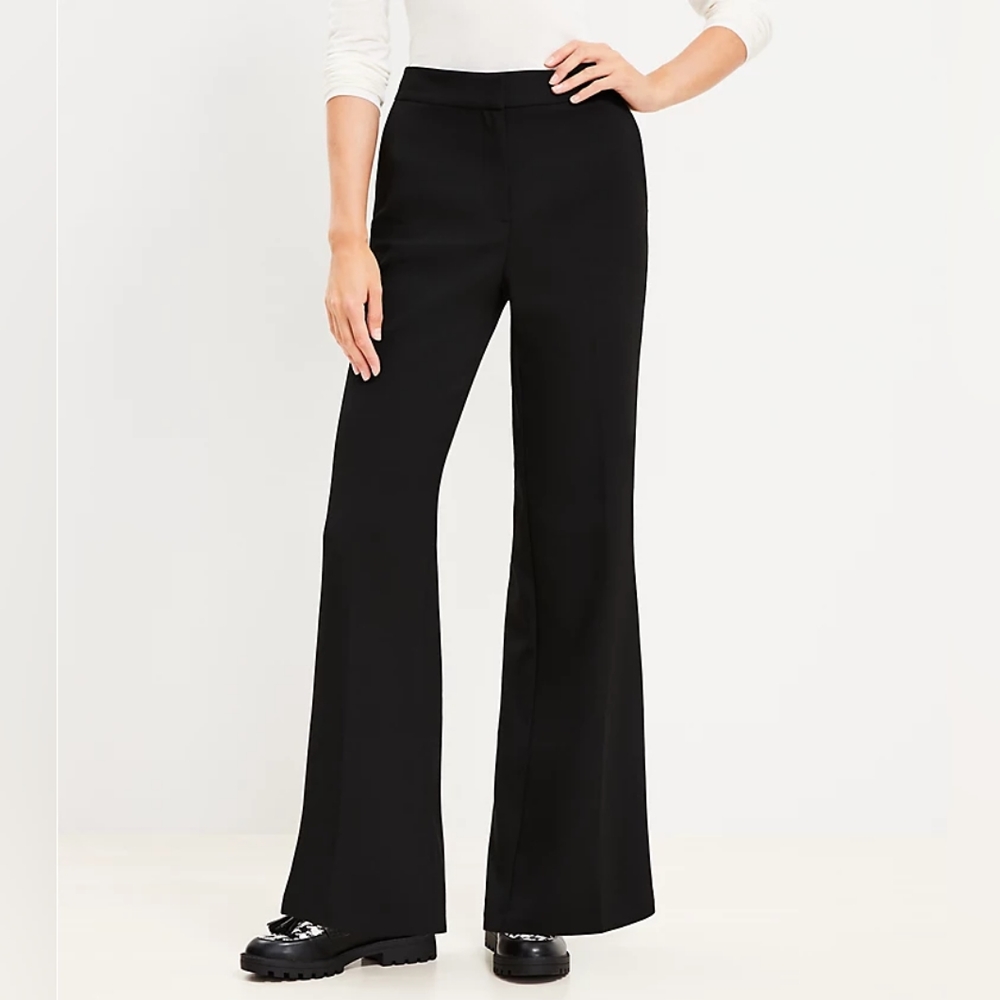 LOFT Size 6 Wide Leg Trouser Black